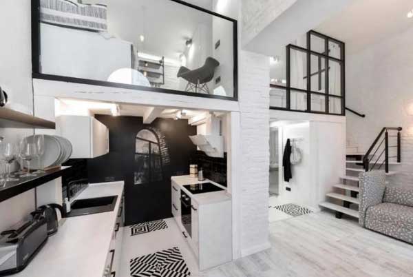 小户型LOFT装修,文化石墙面真文艺,面积虽小却很有个性!