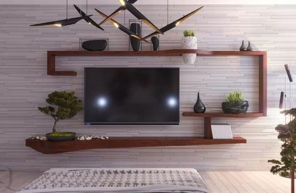 电视柜很老土?这样的电视背景墙装修不仅漂亮,还非常实用!