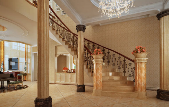 奢华气派的独栋别墅装修设计，金碧辉煌尤如皇宫，真是羡慕！