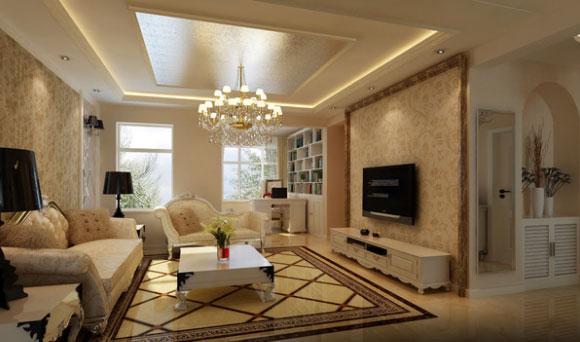 欧式风格设计的华丽家居空间，特别喜欢半边阳台改造的小书房！