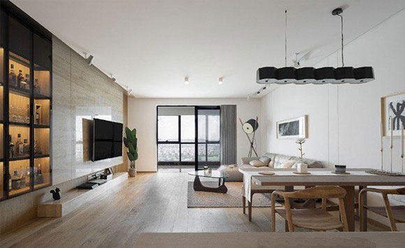 墙面刷白平面吊顶,效果却格外漂亮,瓷砖电视背景墙更是大气!