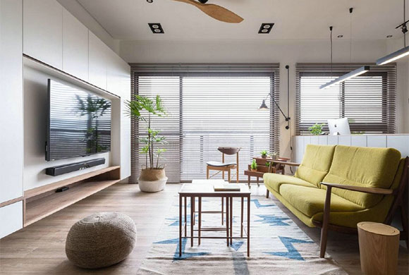 小户型空间这样装修,简洁大方很温馨,沙发后的小书房特别实用!