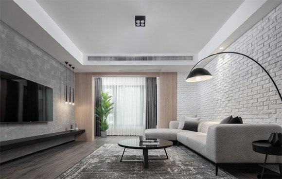 同事用水泥和文化石来装饰墙面,餐厅绿色推拉门储物柜太个性!