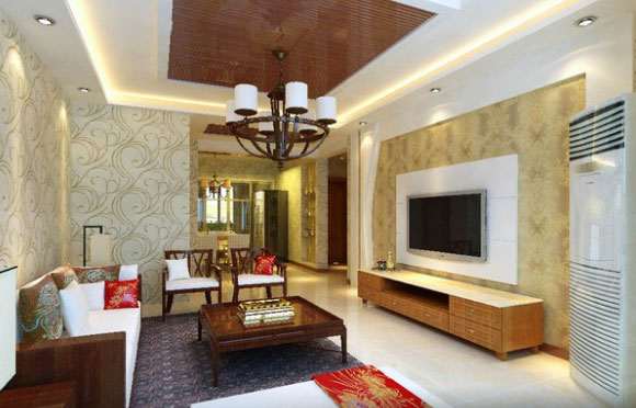 全屋墙面贴墙纸的现代风格装修设计，简洁时尚美观大方！