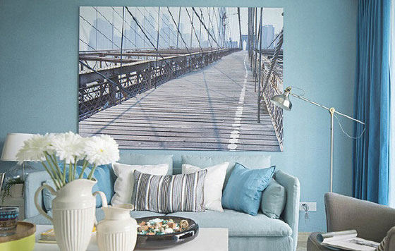 以蓝色为主色调的装修,效果特别舒服,客厅地板你肯定没见过!