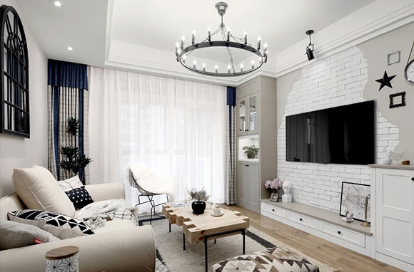 白色北欧风空间,慵懒舒适有品位,文化石电视背景墙真好看!