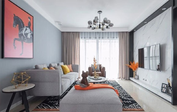 漂亮的三房空间，电视墙大理石造型设计，全屋时尚简洁很大气！