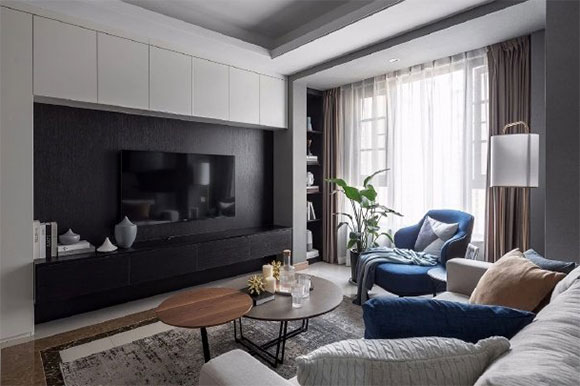 时尚的高级灰家居空间,定制墙柜提升收纳空间,全屋很漂亮!