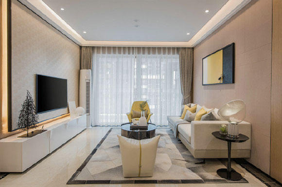 现代简约风三房装修，温暖的色彩搭配营造出惬意的居住空间！