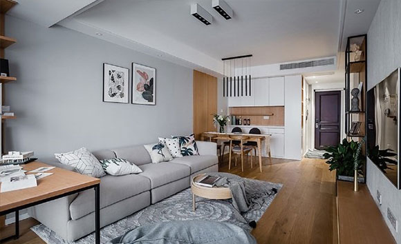 朋友现代简约风装修的新家，餐厅嵌入式酒柜最实用，真羡慕！