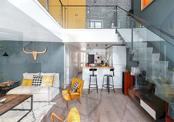 48㎡复式公寓装修,不仅住下一家三口,卫生间还能装浴缸!