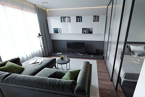 37㎡简约风格单身公寓装修,玻璃隔出小卧室,优雅的单身生活!