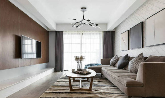 98㎡极简现代风格装修，简洁明快温馨舒适，电视背景墙很大气！