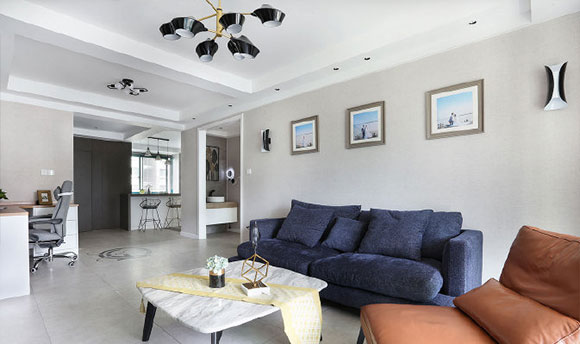 128㎡现代风格装修简洁大气，客厅角落小书房特别实用！