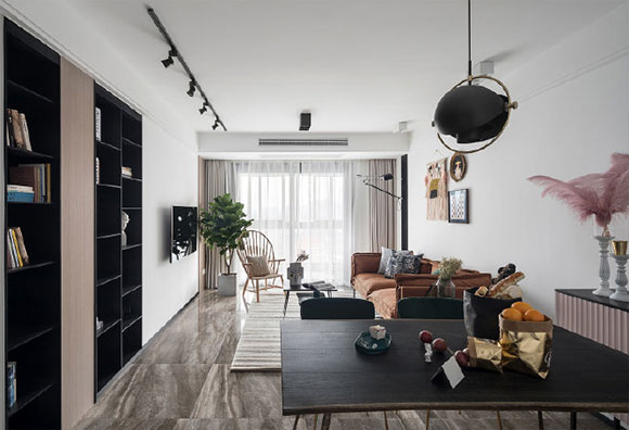 89㎡北欧风装修,客厅嵌入式书柜真实用,挑不出半点毛病!