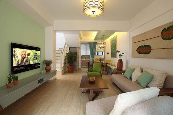 89㎡复式婚房装修,局部清新薄荷绿装饰,很有异国情调!