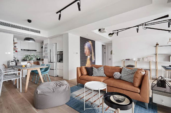 89㎡小户型,与众不同的北欧风装修,沙发后小书房真不错!