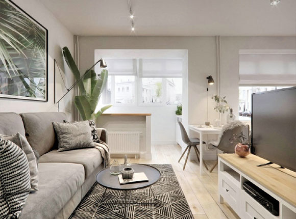 40㎡极简风公寓装修真温馨,卧室装推拉门,空间紧凑很舒适!