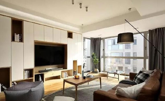 110㎡日式风格三房装修,打通客厅阳台,定制电视柜,真好!