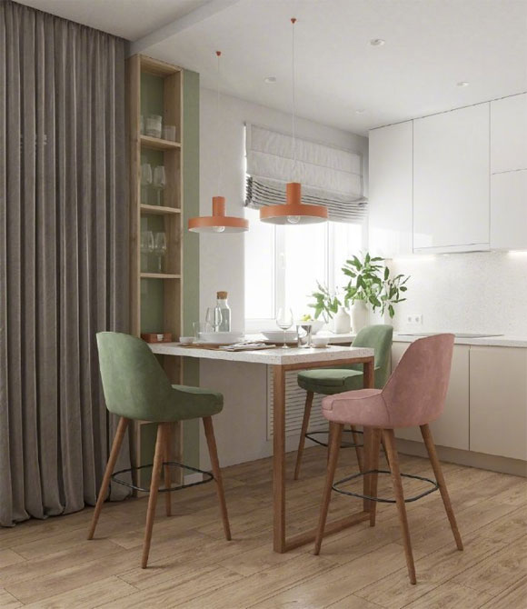 清新淡雅的单身公寓装修,卧室墙面贴地板,虽然小却很温馨!