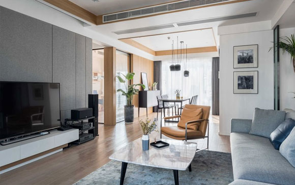 设计感很强的现代风格装修，集成板电视墙真大气，卧室更温馨！