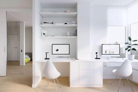 利用角落改造的书房装修,美观大方很实用,空间利用更充分!