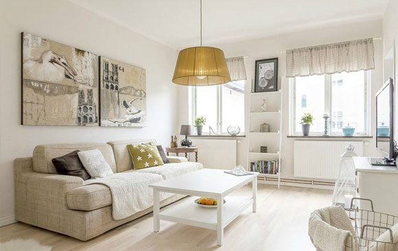 简洁舒适的单身公寓装修,餐厅卡座和橱柜一体,满满的幸福!