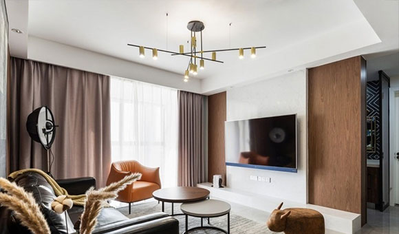 时尚的现代风格两房装修，客厅背景墙设计漂亮又大气，全屋没缺陷！