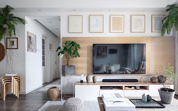 稍显繁杂的简约风格装修,木板电视背景墙,全屋特温馨!