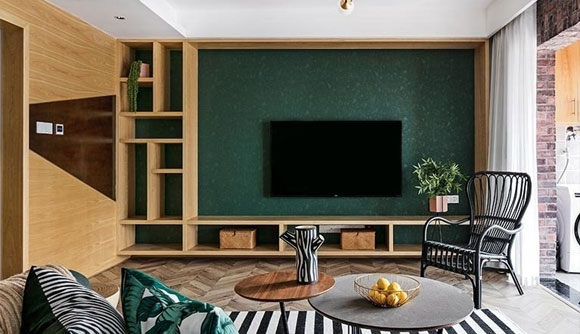 另类个性的时尚空间，绿色与原木色带来的视觉冲击，设计大胆真少见！