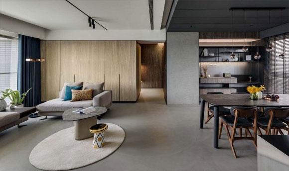 142㎡高级灰装修，简洁时尚很酷炫，开放式设计令人过目难忘！