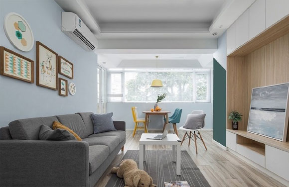 100㎡北欧风装修,定制满墙电视柜鞋柜超实用,墙面颜色更好看!