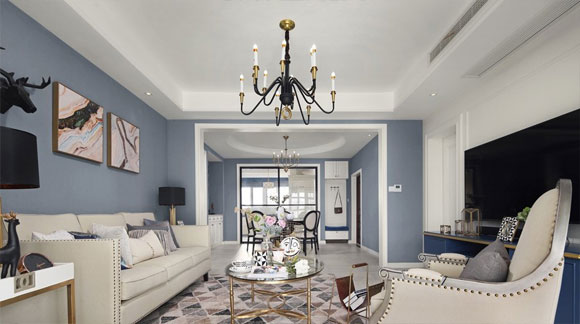 219㎡现代美式风格装修，厨房一分为二很实用，全屋装修太大气！