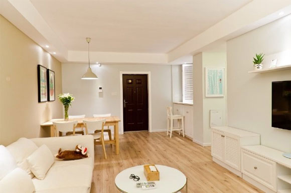 92㎡极简现代风格两房装修，白色加原木色，舒缓轻松的生活空间！