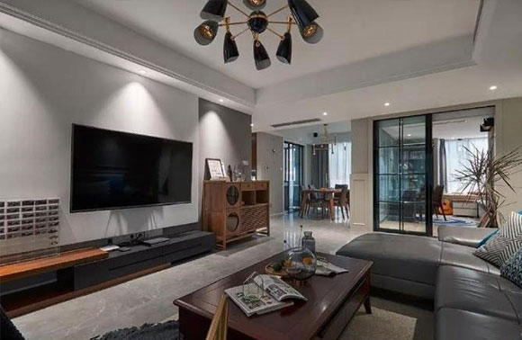 135㎡现代风格三房装修，很大气的大户型空间，刚进门就被吸引！