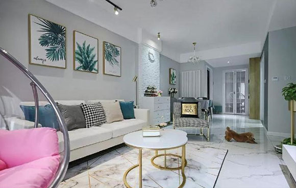 98㎡轻奢风三房装修,细节处理完美,有品位的精致生活空间!