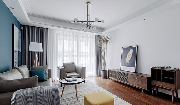 深圳夫妻的时尚家居空间，全屋棕色木地板，吊顶造型设计真漂亮！