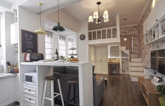 43㎡北欧风Loft装修特别温馨,卧室吊在半空,客厅飘窗更惬意!