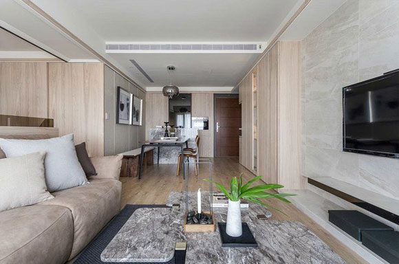 简约时尚的现代风格装修，卧室床头装吊柜，全屋装修实用又耐看！