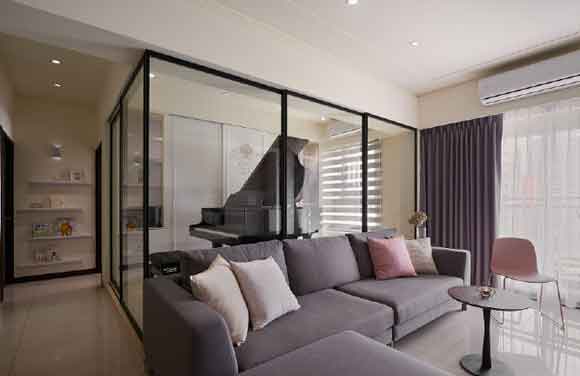 100㎡现代风格三房装修，玻璃当隔墙，餐厅装两排柜子，超实用！