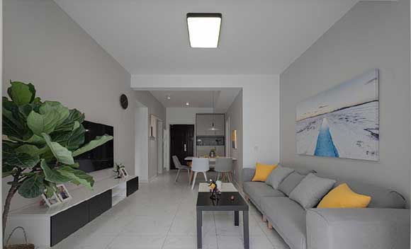 60㎡的小户型空间,墙面刷大白没有吊顶,卧室收纳衣柜很完美!