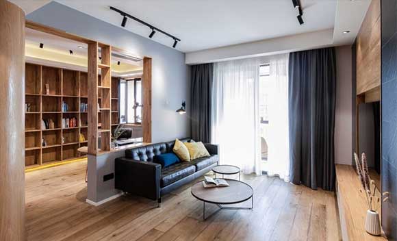 温暖和煦的86㎡两房装修，餐厅装转角餐边柜，收纳设计真实用！