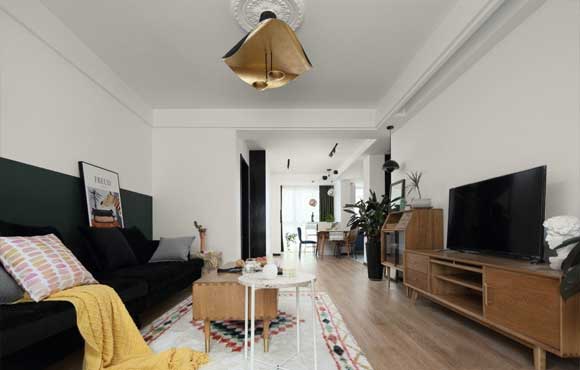 100㎡三房装修，深蓝色与深红色的点缀恰到好处，设计简洁却很大气！