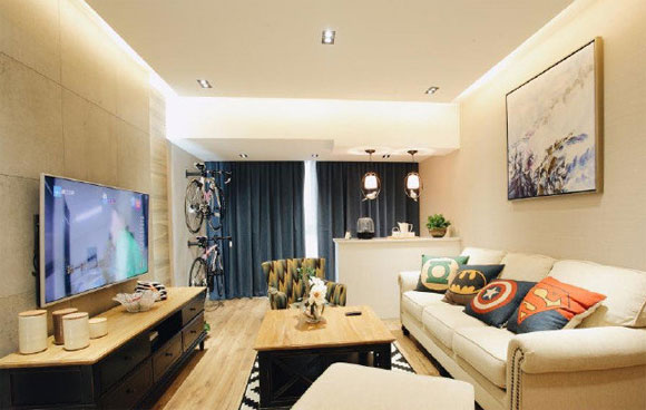 朋友暖色调设计的新家，盘子装饰墙面真好看，瓷砖电视背景墙更大气！