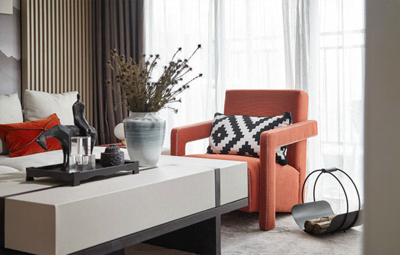 简约新中式风格四居室装修，入户鞋柜设计很别致，简洁大方很高级！