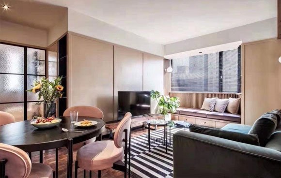 户型不太好的90㎡空间，怀旧复古风情设计，单身人士的享乐生活！