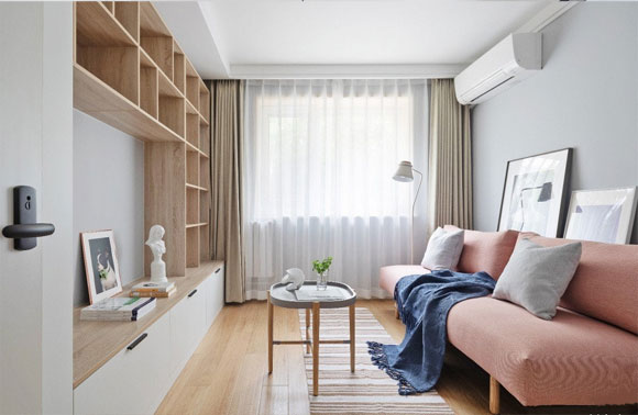 简约清新的50㎡一居室装修，小户型这样设计，收纳完美很惬意！