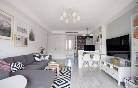 清新自然的简约北欧风装修,客厅砖砌书桌隔断真实用,晒晒!