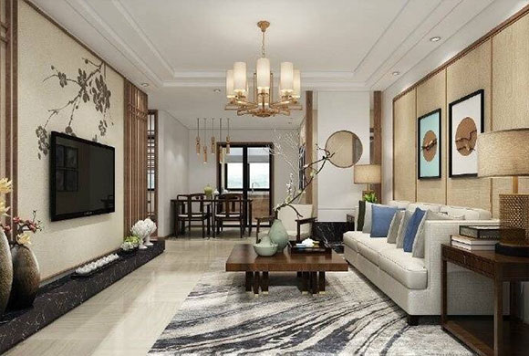 新中式风格家装设计，大户型空间这样装修有档次，令人羡慕！