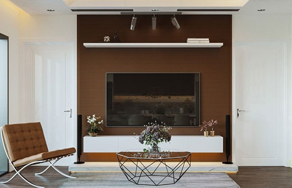 现代中式风格家装设计，卧室衣柜电视柜梳妆台一体，美观又实用！